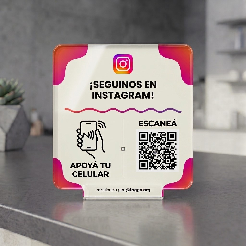 Placa Taggo con QR y NFC a Instagram